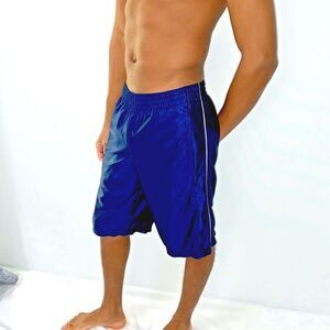 C9 By Champion Vintage Rare Basketball Shorts Shiny Dazzle Silky Navy Small